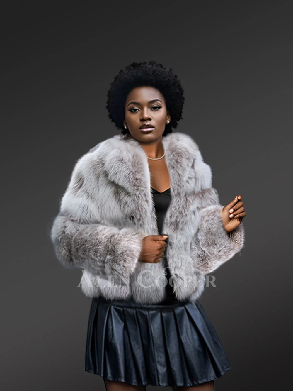 Women's Shadow Fox Fur Short Jacket