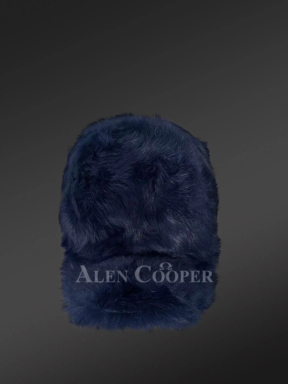 Mens Navy Blue Rabbit Fur Baseball Hat (2)
