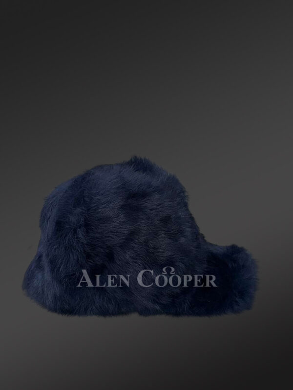 Mens Navy Blue Rabbit Fur Baseball Hat (5)