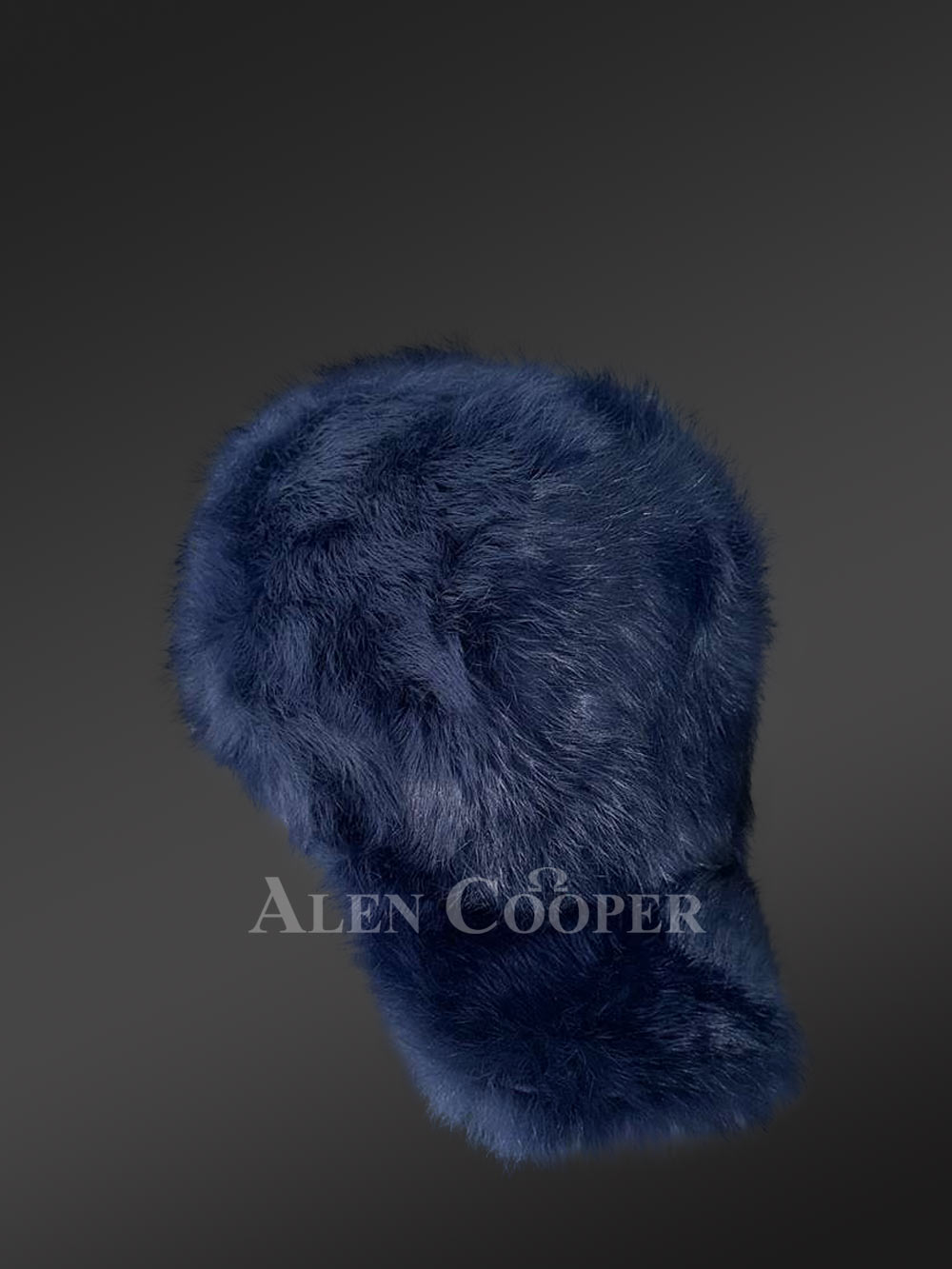 Mens Navy Blue Rabbit Fur Baseball Hat (6)