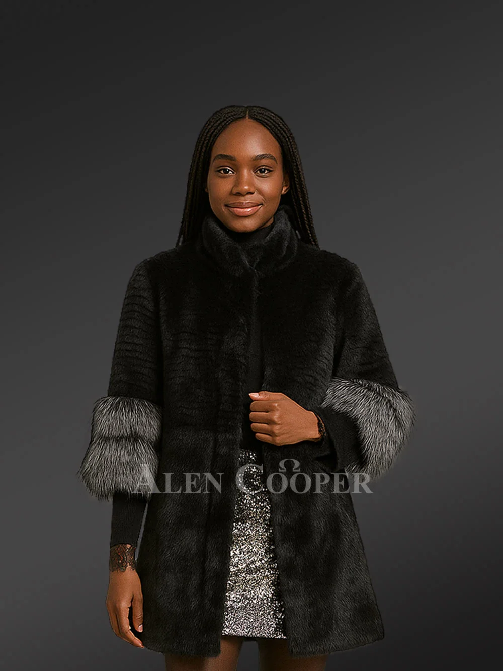 Womens Rabbit Fur Black Coat – Elegant, Versatile and Lightweight - Image 3