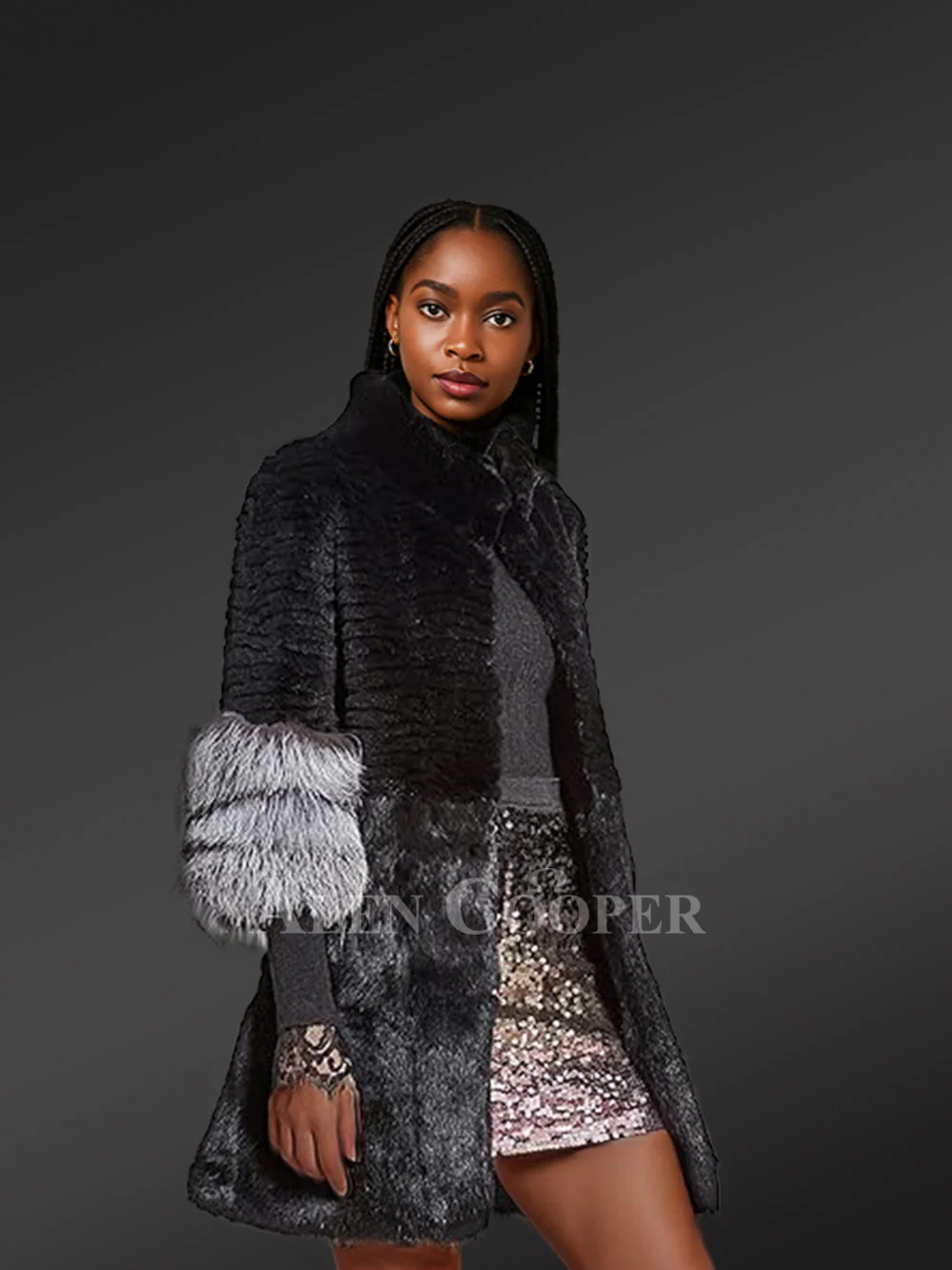 Womens Rabbit Fur Black Coat – Elegant, Versatile and Lightweight - Image 5