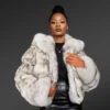 Women’s Natural Blue Fox Short Jacket with Hood (4)