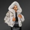 Women’s Natural Blue Fox Short Jacket with Hood (5)