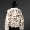 Women’s Natural Blue Fox Short Jacket with Hood (7)