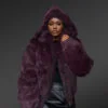 Women’s Rabbit Fur Bomber in Wine (1)