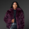 Women’s Rabbit Fur Bomber in Wine (2)