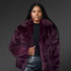 Women’s Rabbit Fur Bomber in Wine (2)
