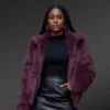 Women’s Rabbit Fur Bomber in Wine (3)