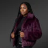 Women’s Rabbit Fur Bomber in Wine (5)
