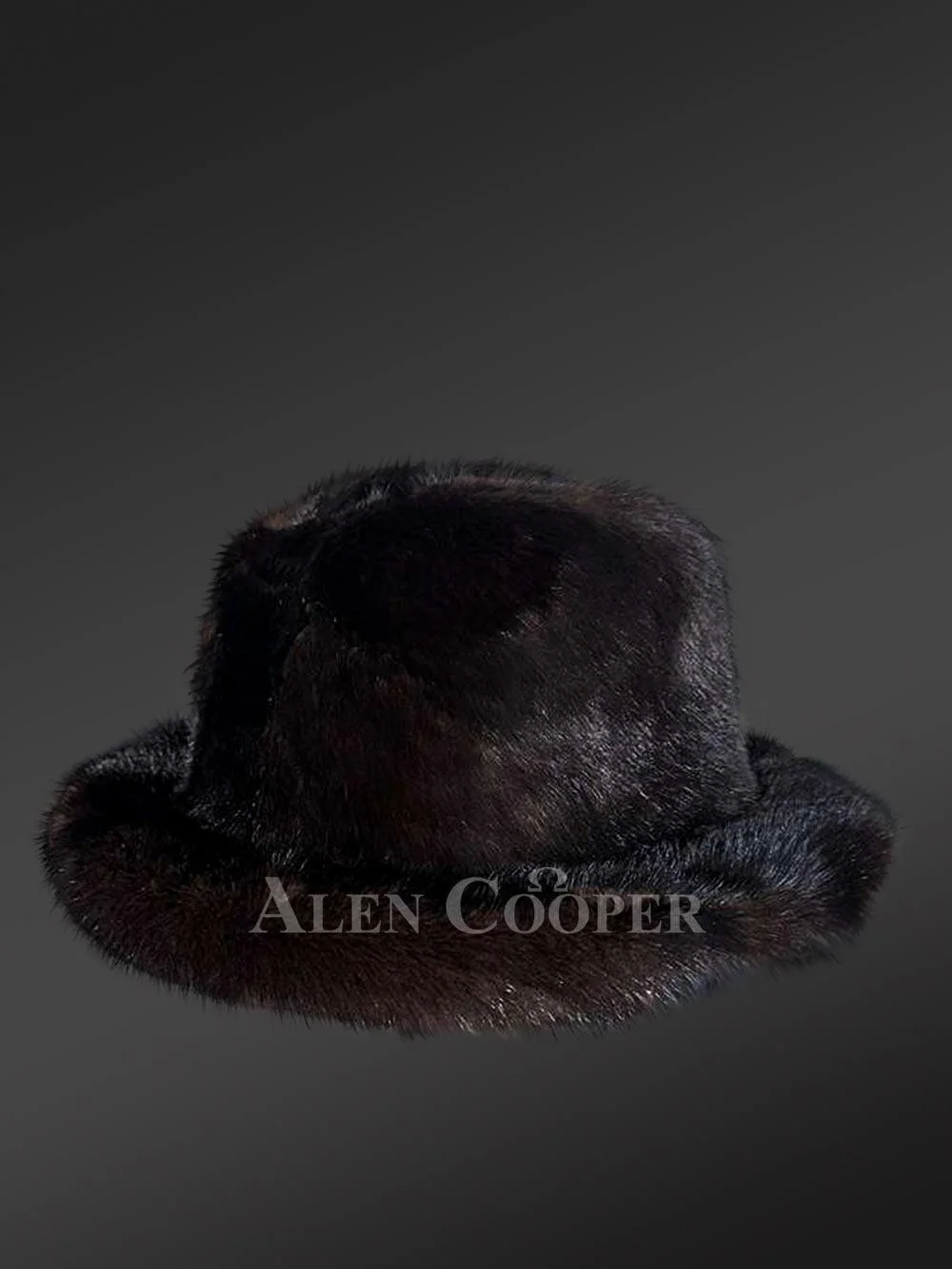 Men’s Fullskin Mink Fedora Hat in Mahoghany Brown - Image 2
