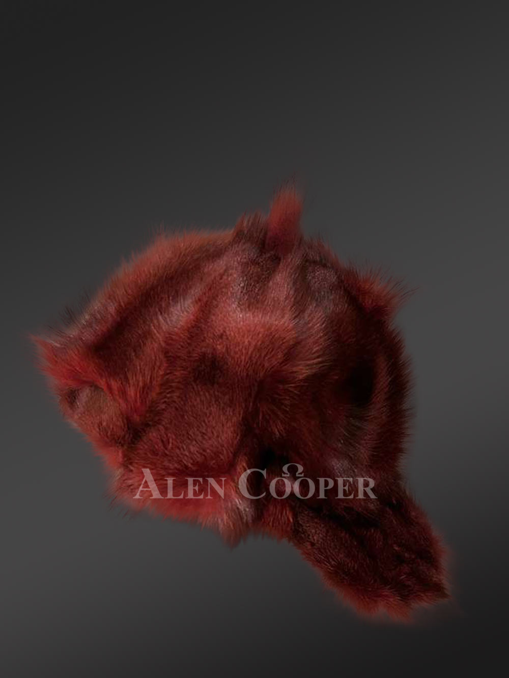 Men’s Burgundy Fox Fur Hat - Image 4