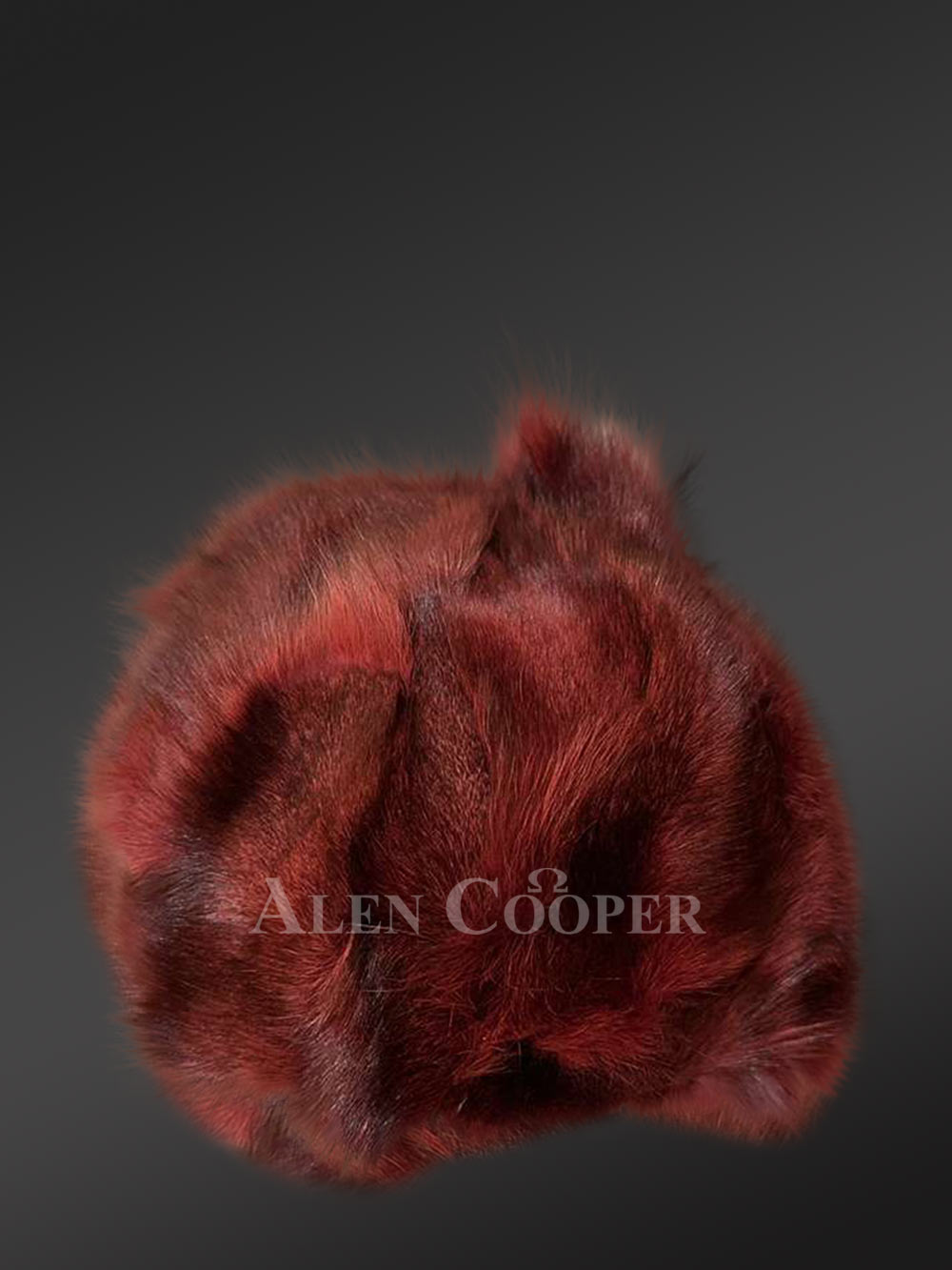 Men’s Burgundy Fox Fur Hat - Image 3