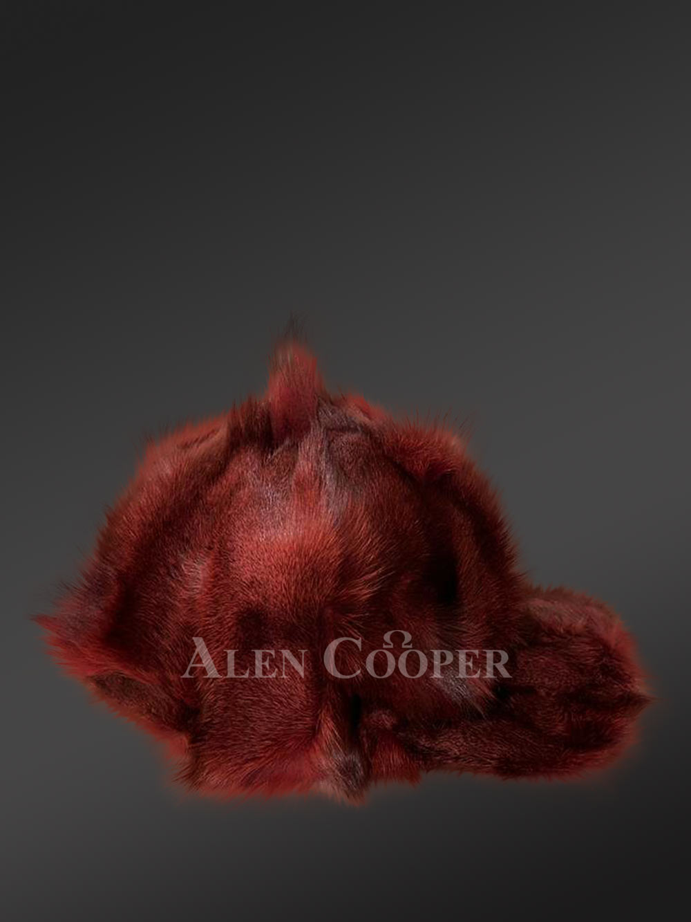 Men’s Burgundy Fox Fur Hat - Image 2
