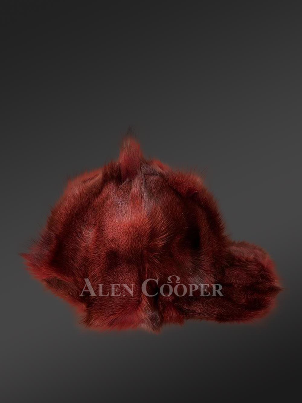 Men’s Burgundy Fox Fur Hat - Image 5