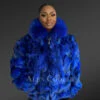 Women’s Dyed Blue Fox Fur Jacket