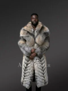 Men’s Long Fox Fur Stroller In Herringbone style