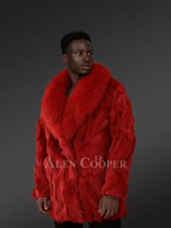 Men’s Medium Length Fox Fur Car Coat