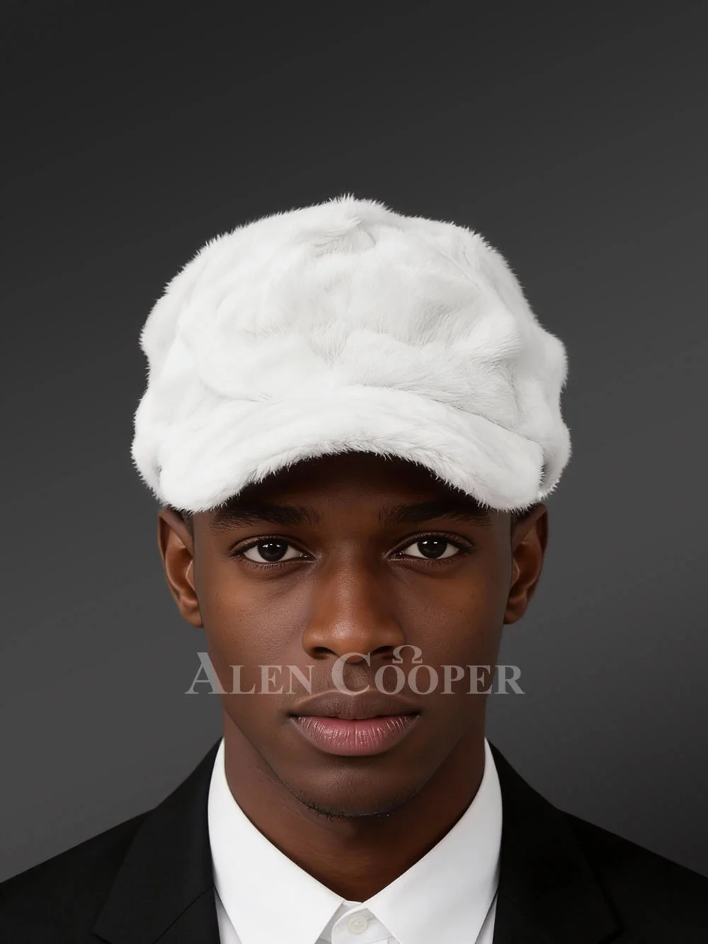 Mens White Mink Fur Hat