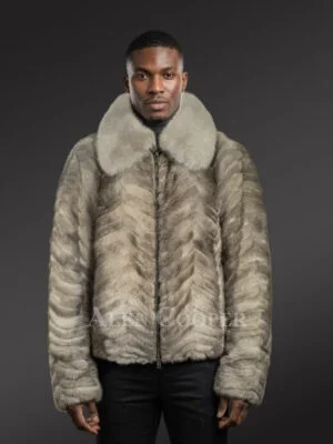 Blue Iris Mink Fur Bomber Jacket– Elegance Meets Comfort