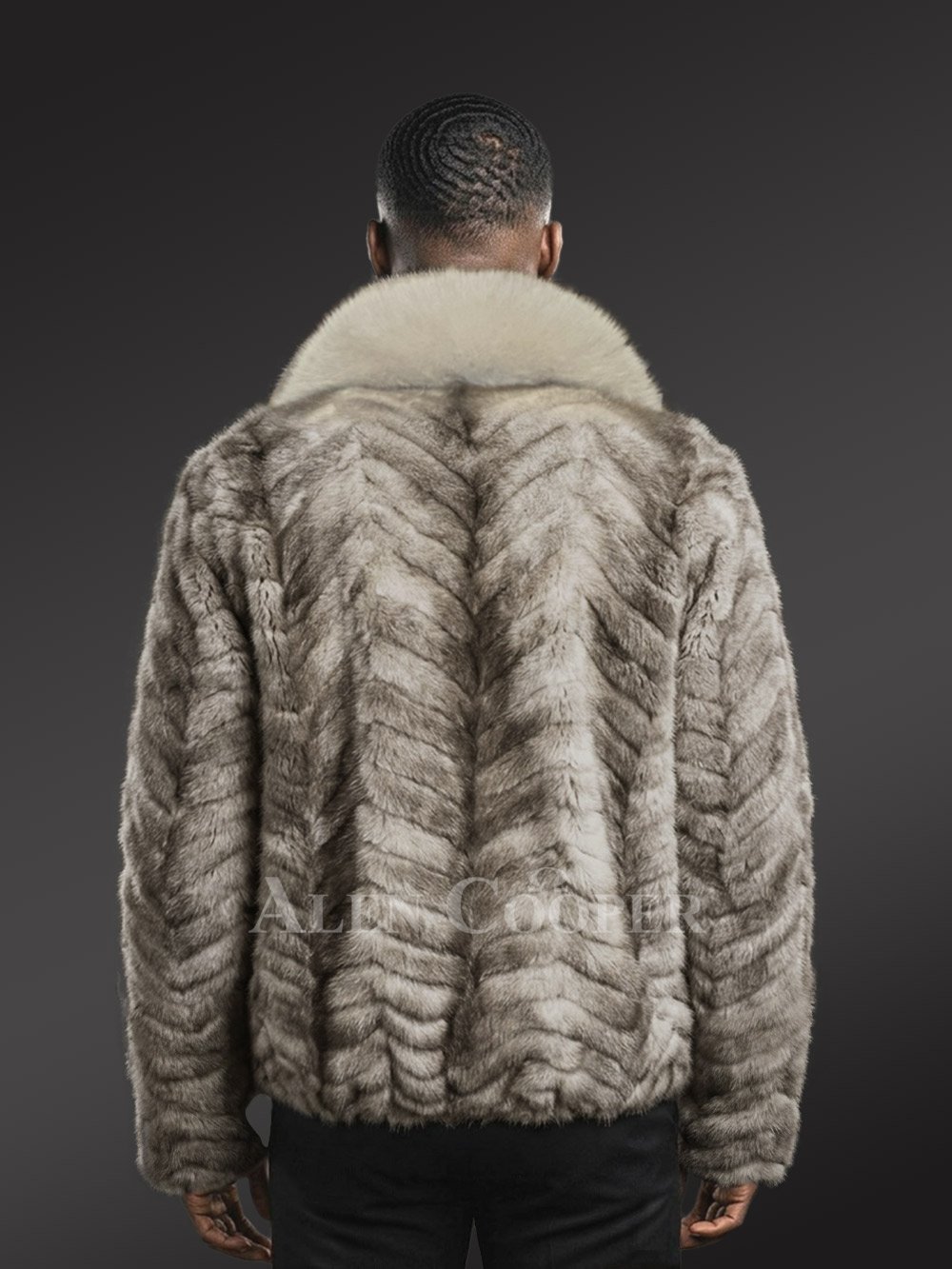 Blue Iris Mink Fur Bomber Jacket– Elegance Meets Comfort - Image 3