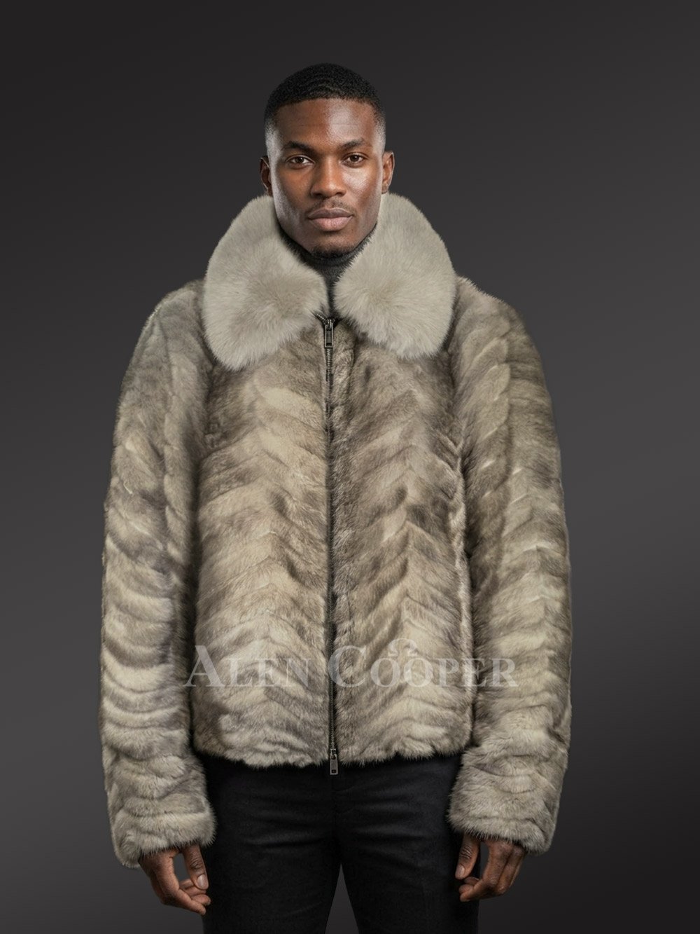 Blue Iris Mink Fur Bomber Jacket– Elegance Meets Comfort