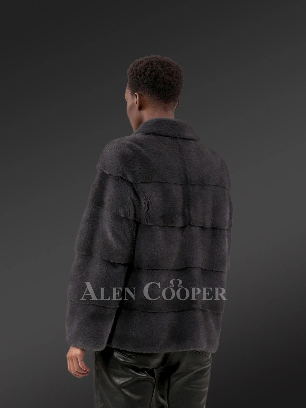 Women’s Blue Iris Mink Layered Turtle Neck Mink Coat - Image 4