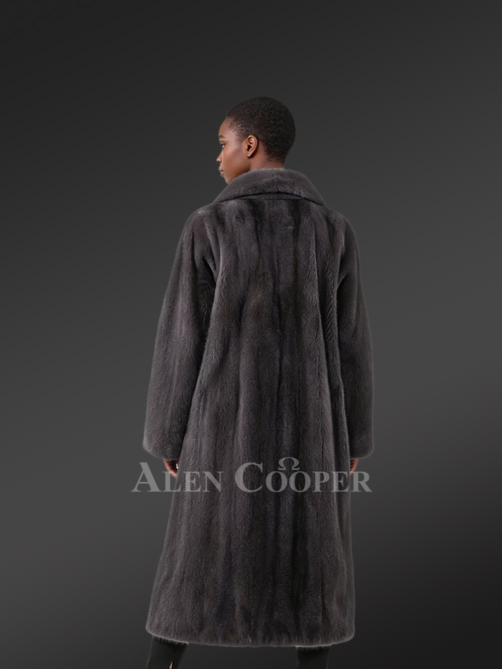 Women’s Full Length Bkue Iris Mink Coat - Image 6