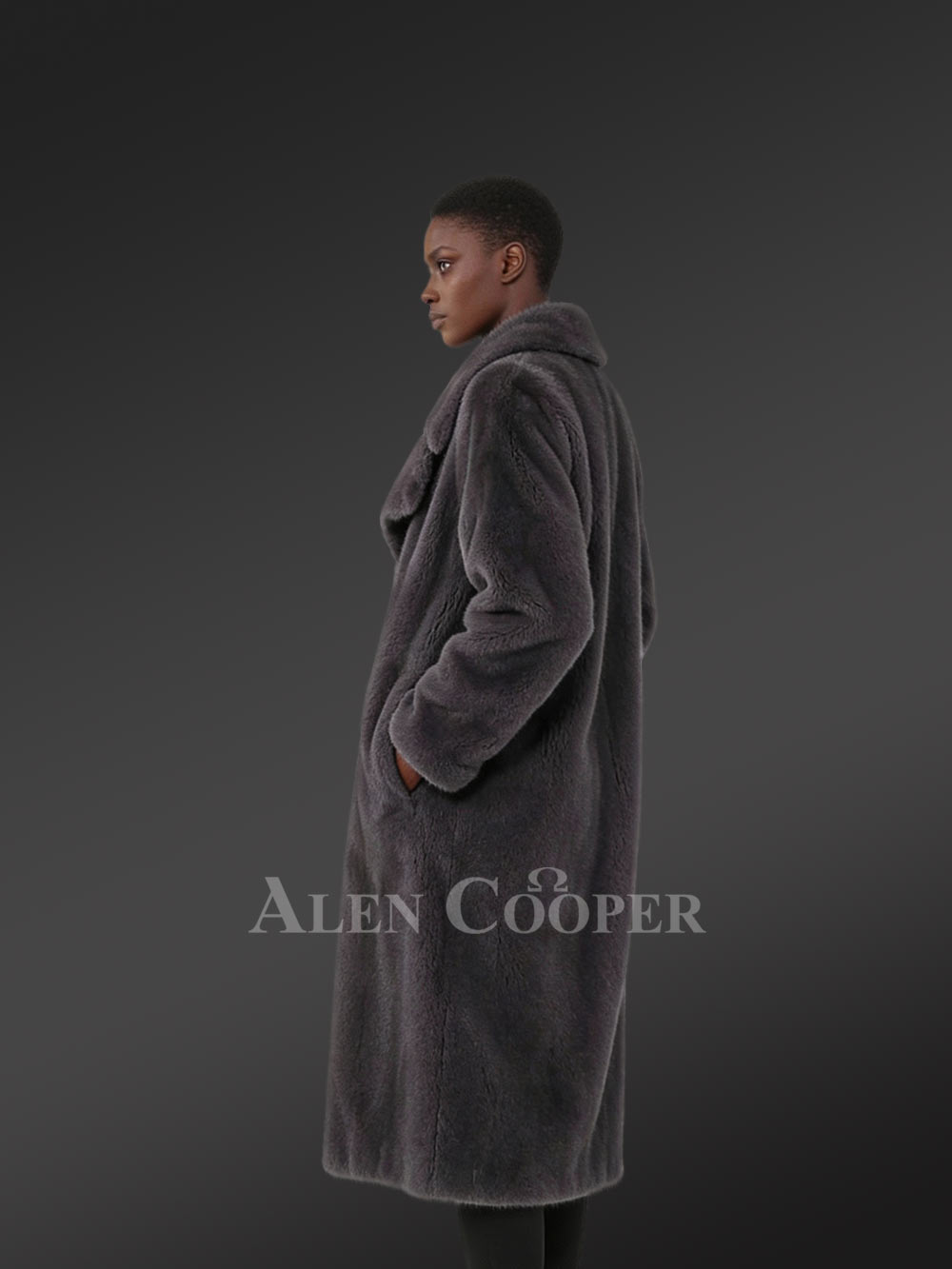 Women’s Full Length Bkue Iris Mink Coat - Image 5