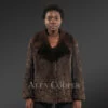 Women’s Lapel Collar Blazer in Persian Lamb with Mink Collar Accent