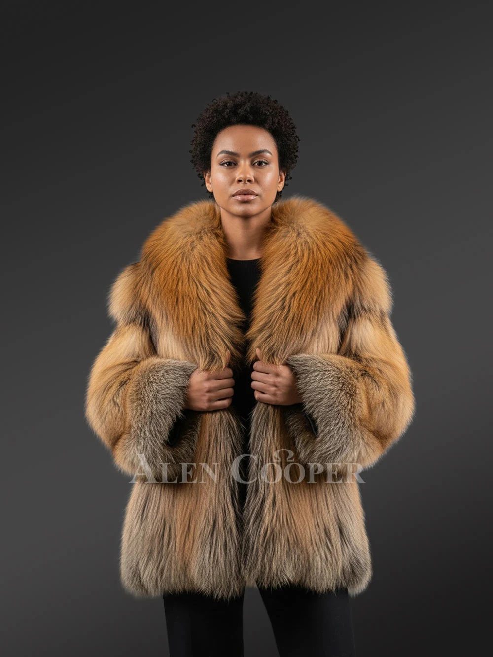 Women’s Lapel Collar Natural Fox Coat