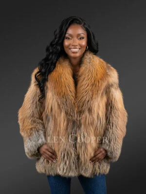 Women’s Lapel Collar Natural Fox Coat