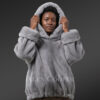 Women’s Mink Poncho in Grey
