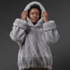 Women’s Mink Poncho in Grey