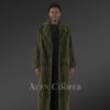 Women’s Olive Mink Long Coat
