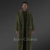 Women’s Olive Mink Long Coat