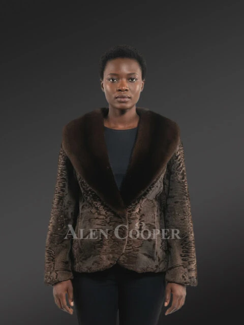 Women’s Persian Lamb Blazer with Mink Collar