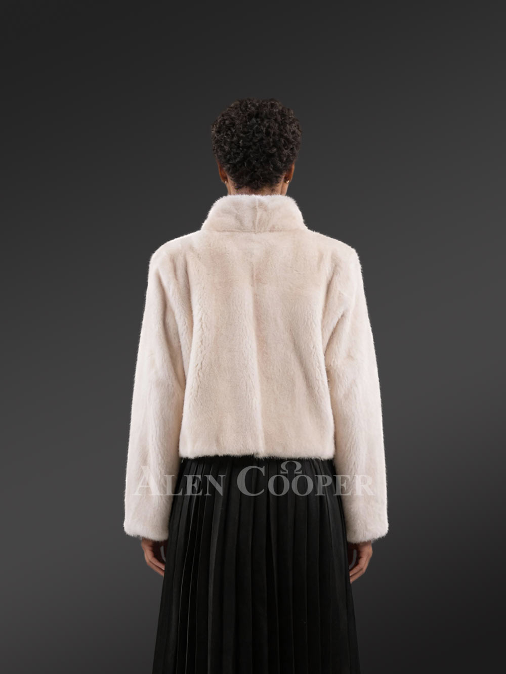 Women’s Short Dressy French Collar Mink Jacket - Image 5