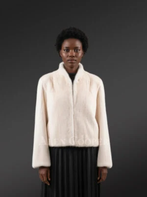 Women’s Short Dressy French Collar Mink Jacket