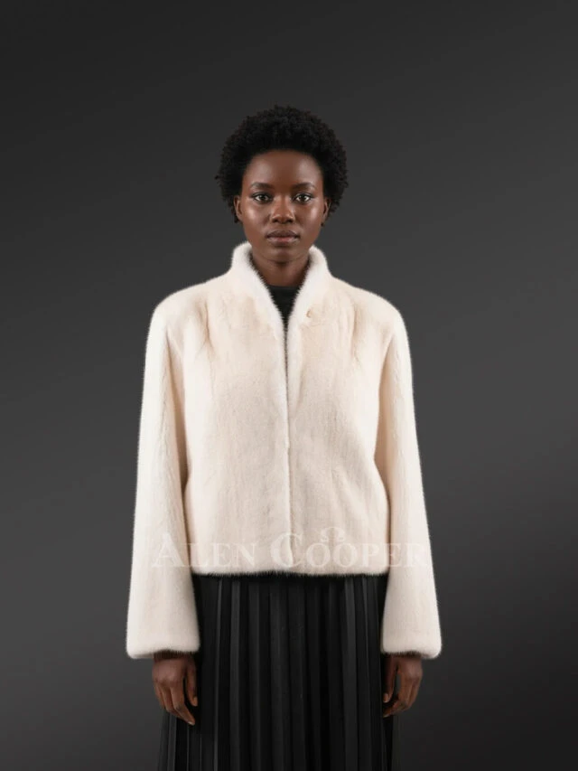 Women’s Short Dressy French Collar Mink Jacket