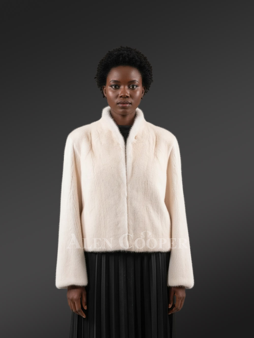 Women’s Short Dressy French Collar Mink Jacket