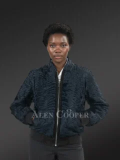 Women’s Smart Persian Lamb Varsity Bomber