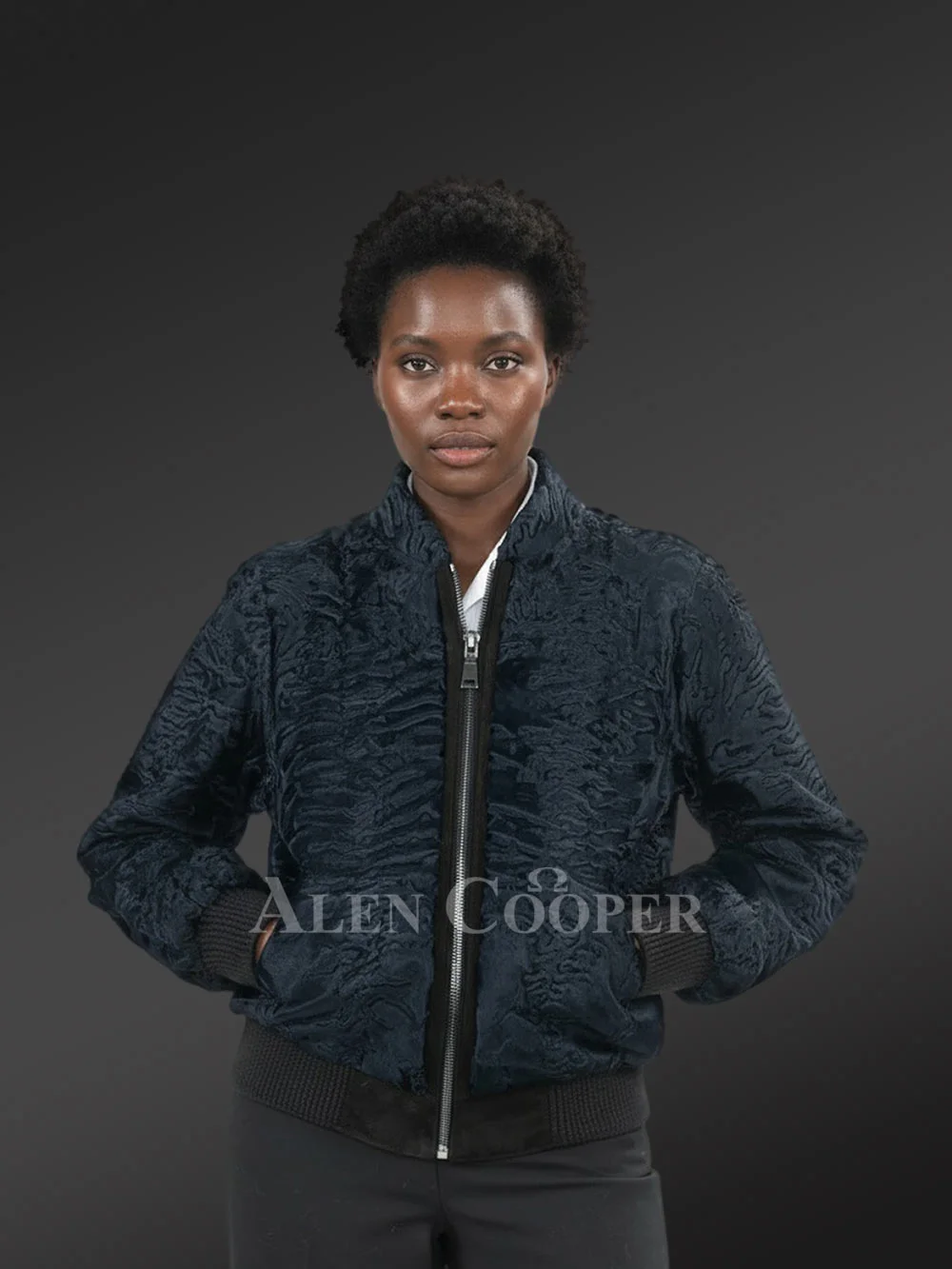 Women’s Smart Persian Lamb Varsity Bomber