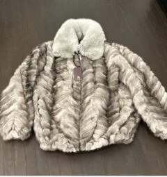 Blue Iris Mink Bomber in Gray