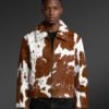 Men Pony Skin Jacket in Brown