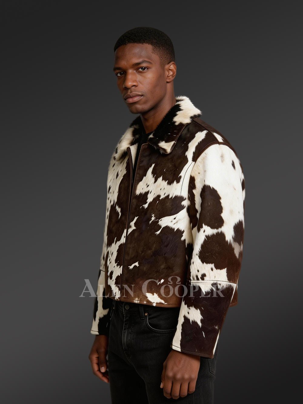 Mens Natural Pony Jacket in Brown - Image 3