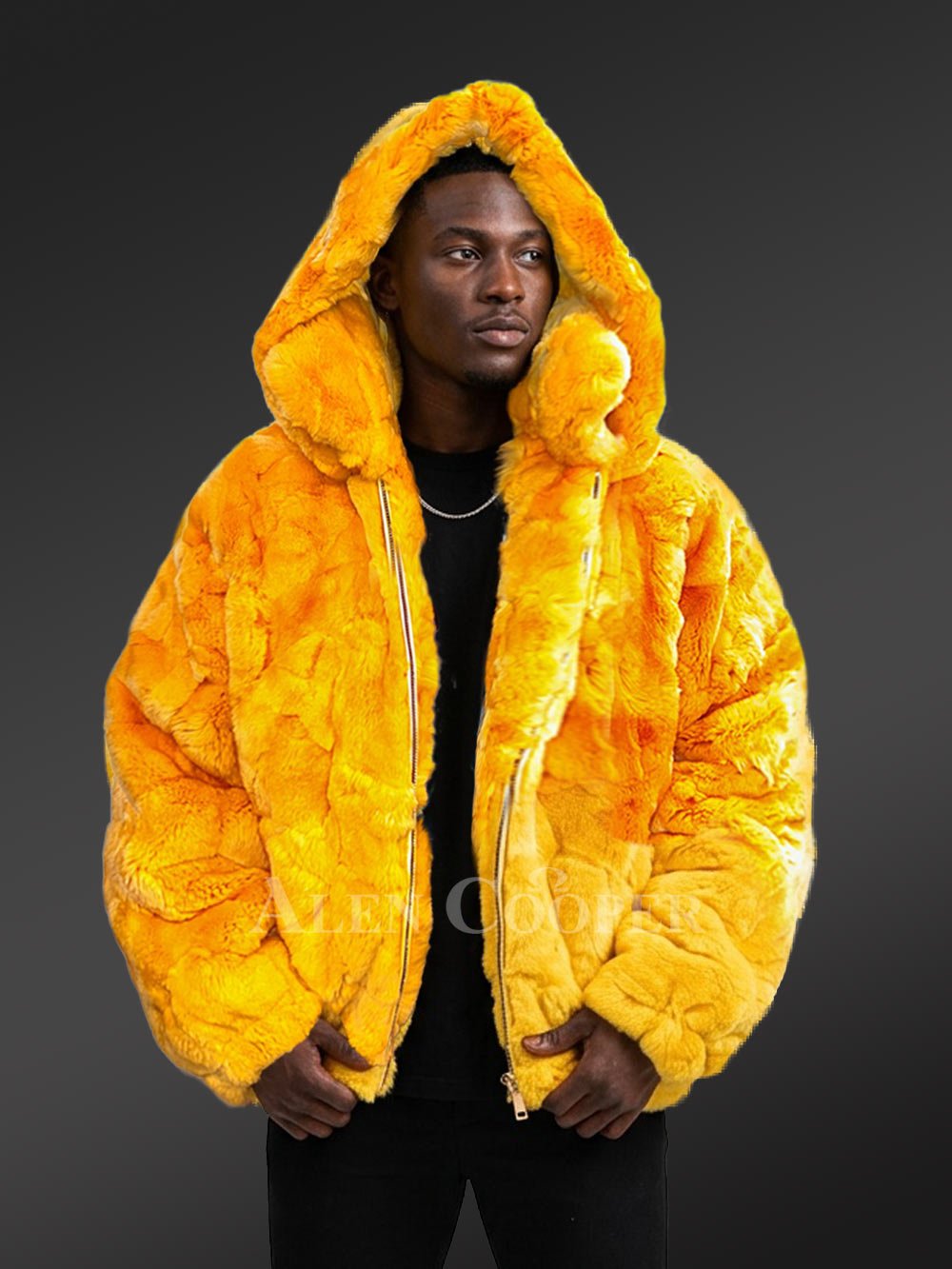 Men’s Rex Bomber Jacket in Yellow - Image 3