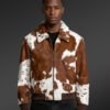 Pony Skin Bomber Jacket in Brown