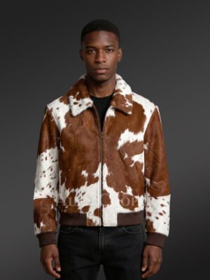 Pony Skin Bomber Jacket in Brown