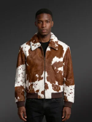 Pony Skin Bomber Jacket in Brown